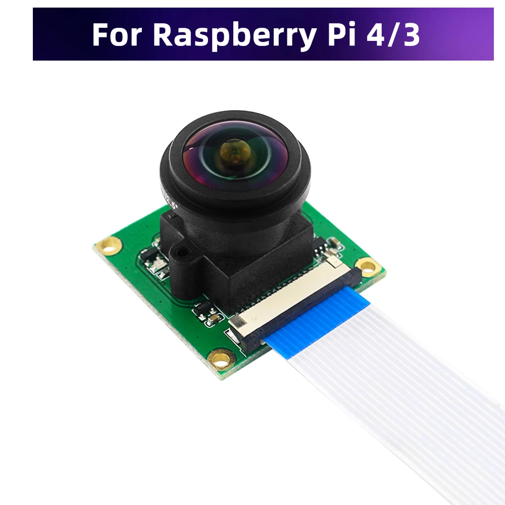 Raspberry Pi камера 175 градусов OV5647 датчик 5MP камера Модуль Широкоугольный объектив рыбий глаз для Pi 5 / 4B / 3B + / 3B / Zero 2 W 1,3