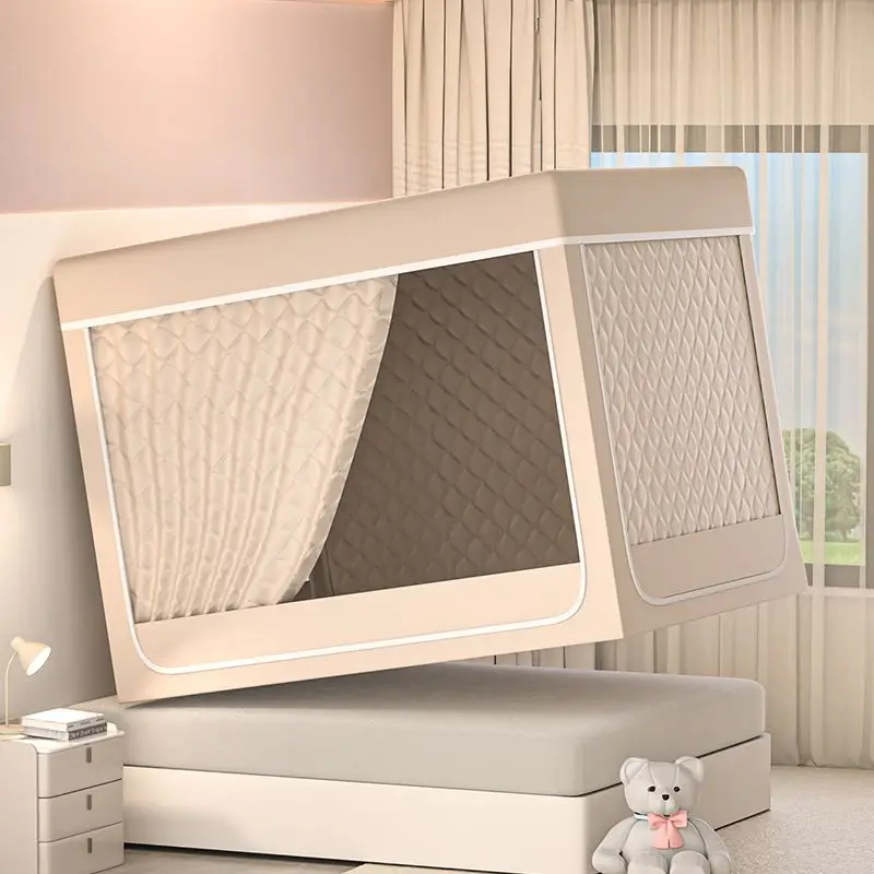 

Thiened Cotton Mosquito Net Autumn Winter Indoor Home Use Bed Curtain Dormi Cotton Tent Bed Canopy Dust Proof Light Blo...