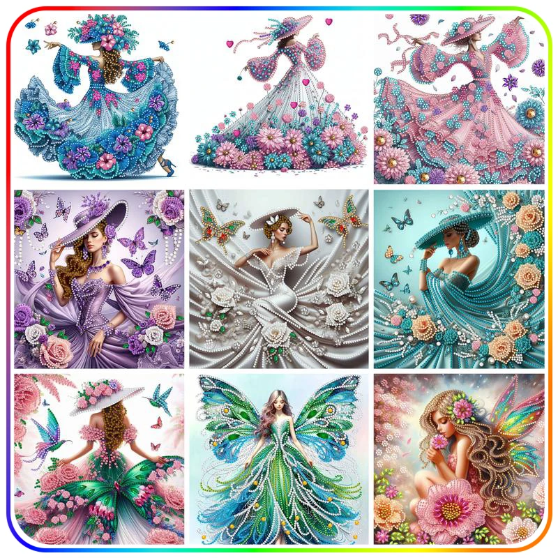 SDOYUNO-5D Diy Diamond Painting Special Shape Angel Girls Evening Dress Cross Stitch Kits Crystals Needle Arts Craft Rhinestones