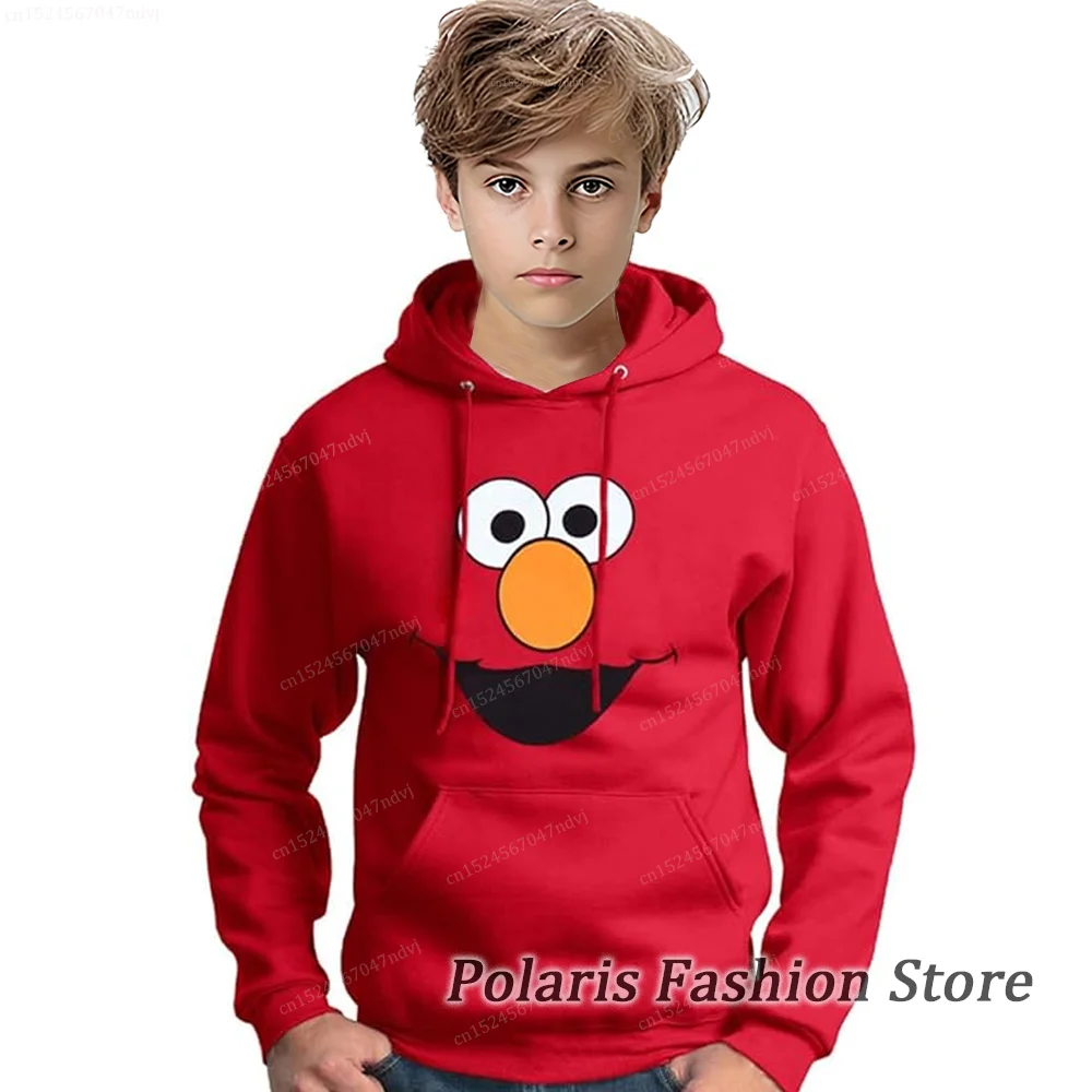 Elmo Hoodie For Kids Long Sleeve Pullover Sweater Boys Girls Clothes Autumn Winter Sesames Sweatshirts Street Funny