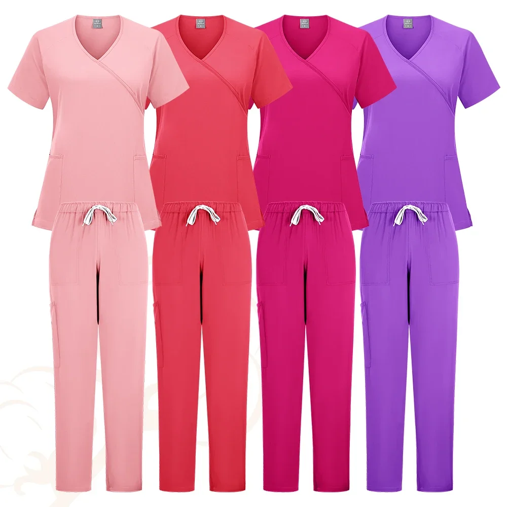 Set di scrub da donna Slim Fit uniforme medica abiti chirurgici accessori per infermiere negozio di animali clinica odontoiatrica farmacia abbigliamento da lavoro