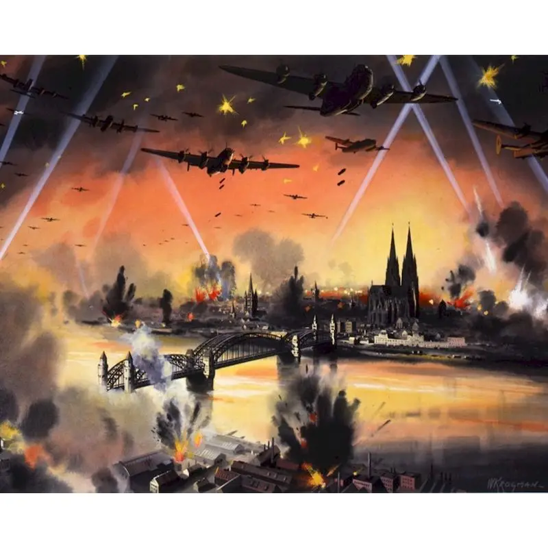 Cologne Bombing Raid WW2 painting by numbers