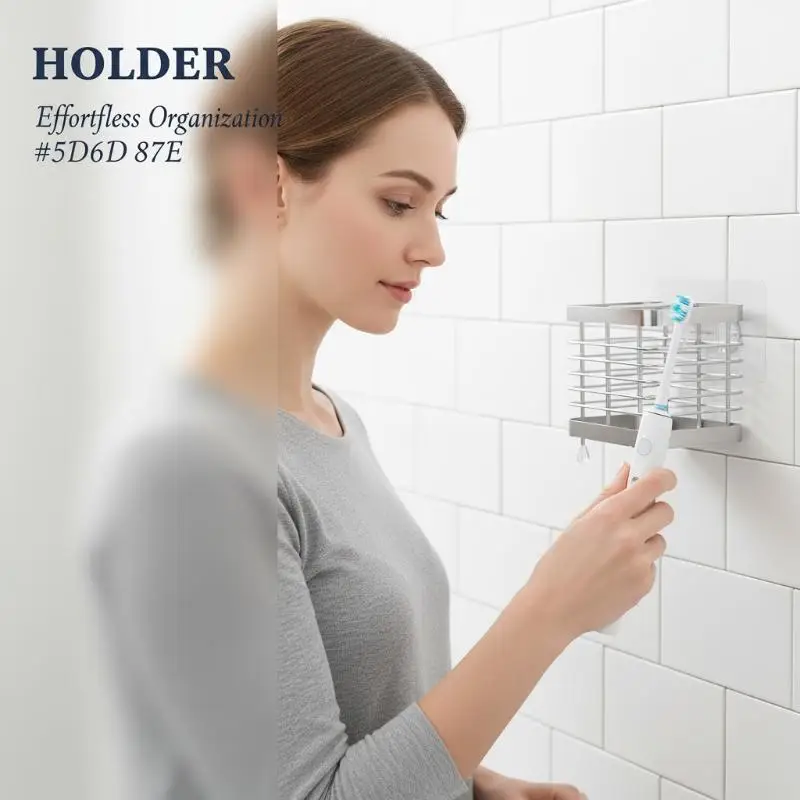 

Stainless Steel Electric Toothbrush Holder Wall Mounted Rack Bathroom Accessories Rustproof for 4 Brushes
