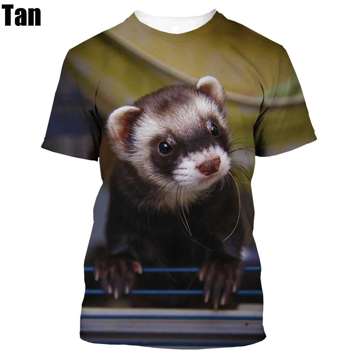 T-shirt con stampa 3D creativa di moda T-shirt con furetto animale carino per uomo e donna