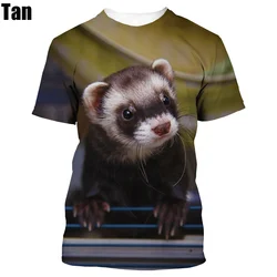 Fashion Creative 3D Printed T-shirt Animal Cute Ferret Tee T Shirt for Men and Women