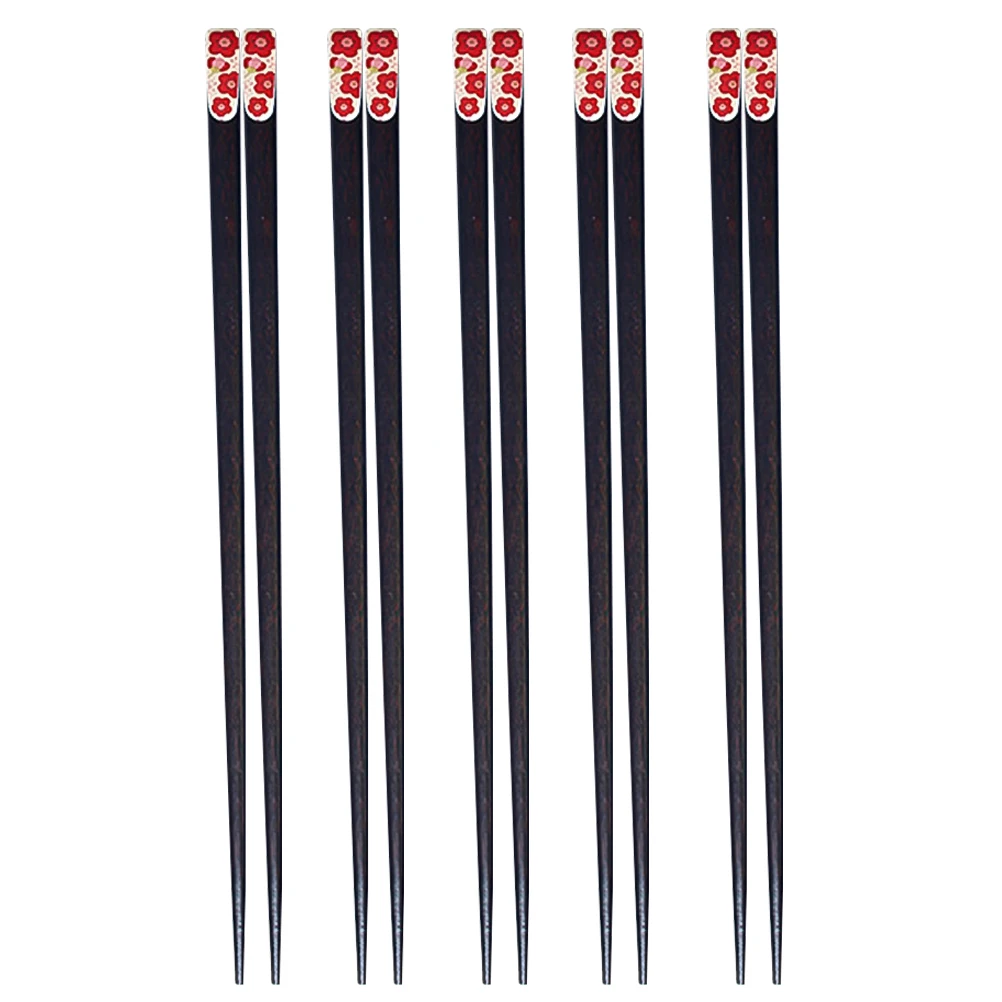 

Wooden Chopsticks 5 Pairs Japanese Style Eco Friendly Chopsticks Travel Kitchenware Printed Tableware Practical Use