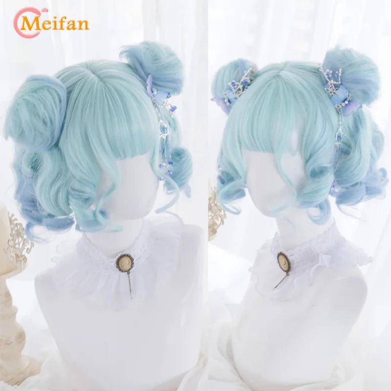 MEIFAN-peluca sintética corta de Lolita para Cosplay, pelo falso Natural, rizado, ondulado, estilo Harajuku, ideal para Navidad y Halloween