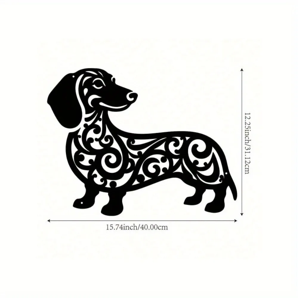 Charming Whimsical Dachshund Metal Wall Sculpture – Delightful Indoor/Outdoor Decor for Gardens, Patios, Living Spaces