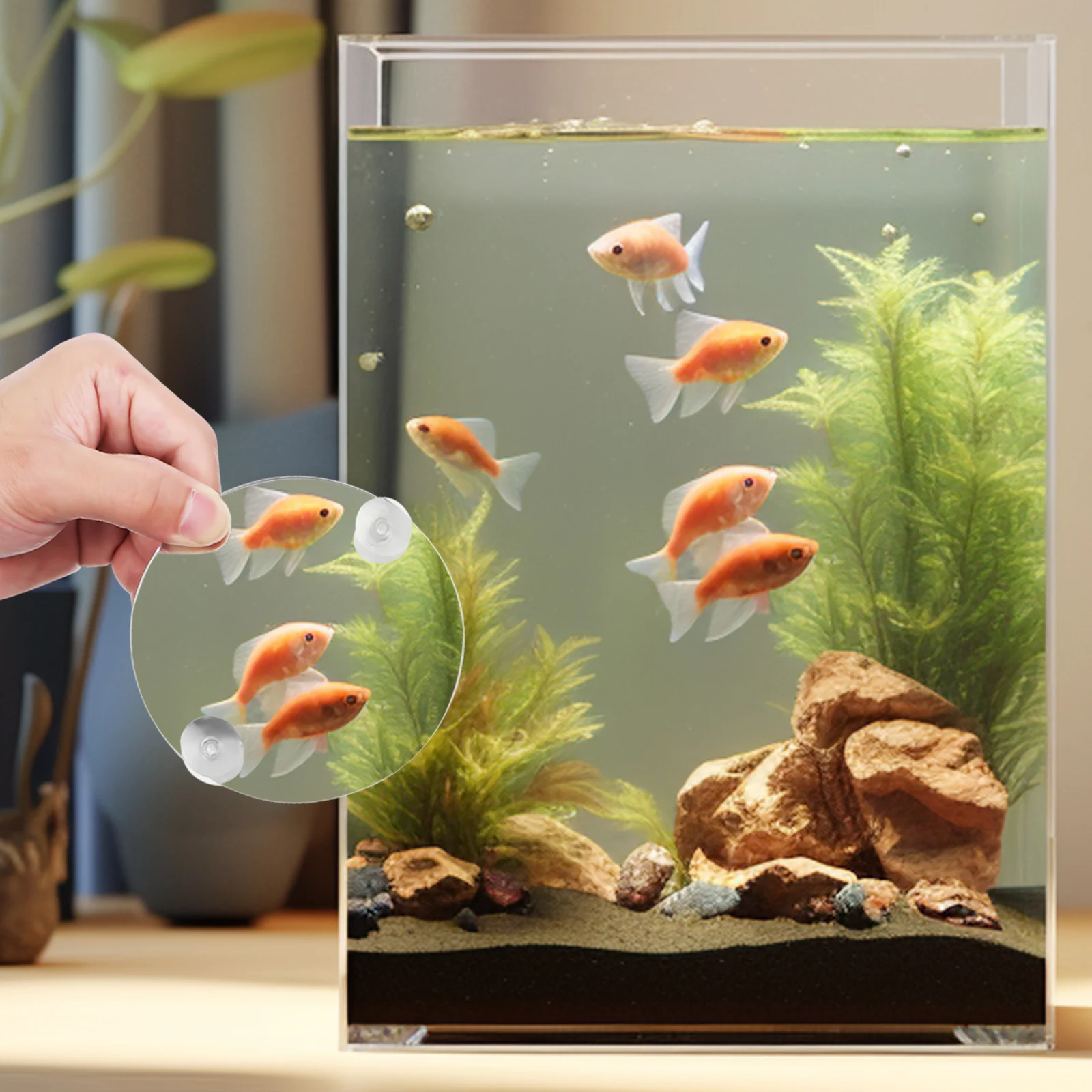 

Aquarium For Sucker Fish Tank Mirror Round Acrylic Single Side Betta Mirror For Fresh Salt Water Betta Training Fish Tank