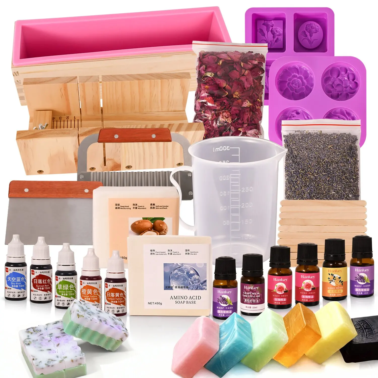 

Soap Making Kit with Melt & Pour Base, Cutting Box, Molds, Fragrances - for Adults & Kids by Prime Creations.