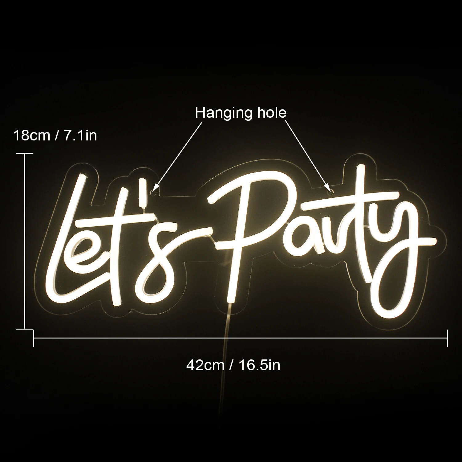 Let's Party Neon Sign USB Wall Decor Bachelorette Party Engagement Wedding Christmas & Halloween Led Art Wall Decorative Lights