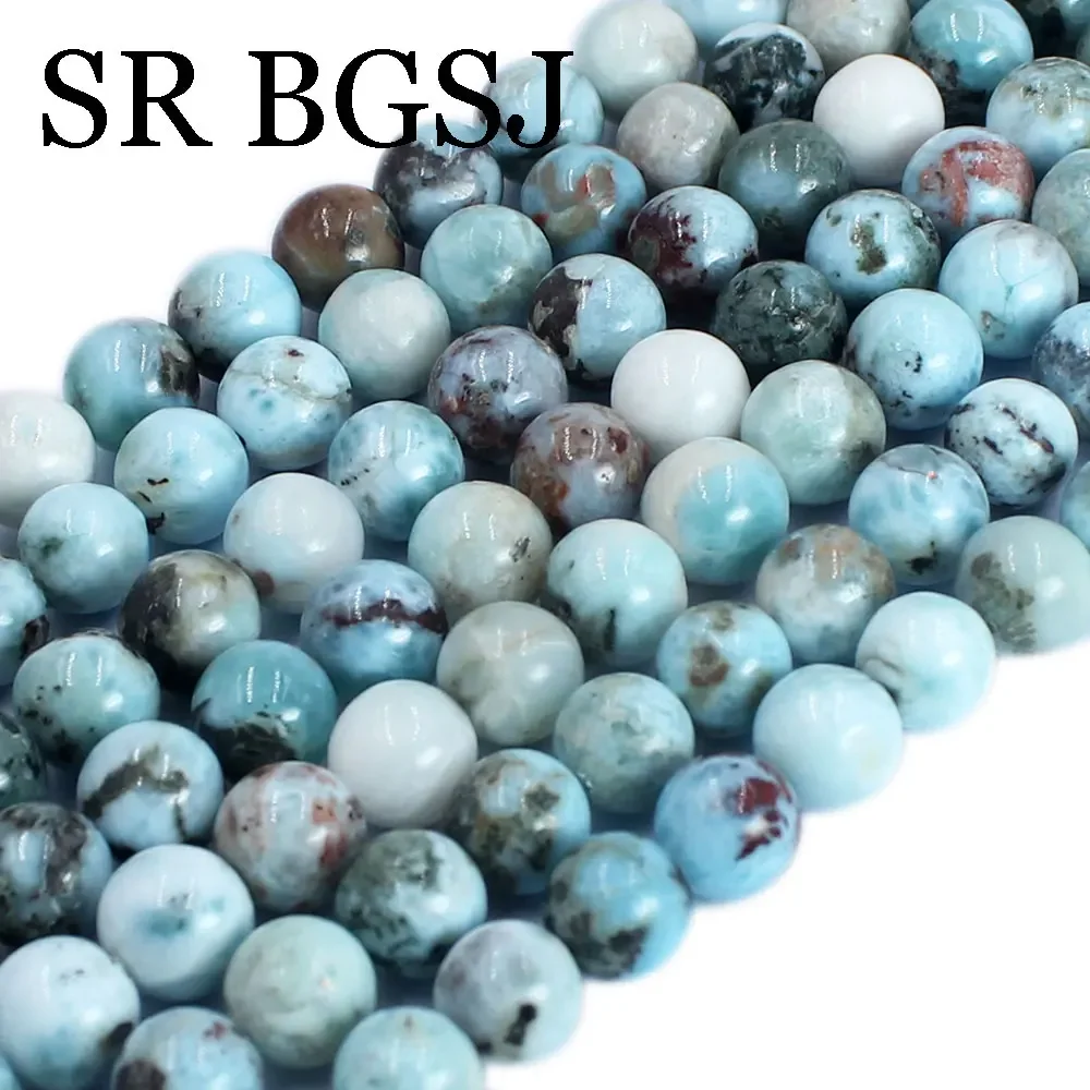 8mm AA Genuine Natural Blue Larimar Stone  Round Smooth Jaspers Spacer Bead For Jewelry Making DIY Bracelet Necklace 15\