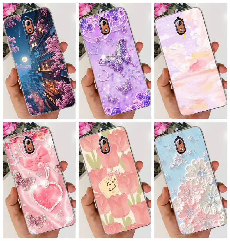 Para Nokia 3,1 Nokia 6 2017 Nokia 6,1 2018 funda trasera de silicona suave transparente parachoques con estampado de mariposa y flor funda de teléfono Capa