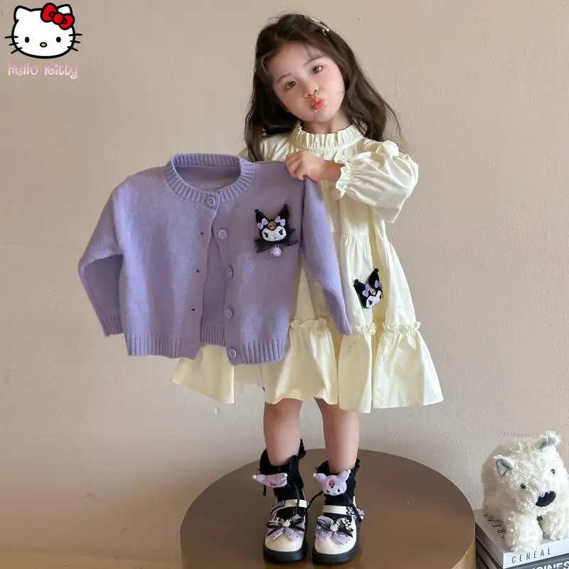 

Anime Kuromi Girls' Sweater Dress Spring and Autumn New Children's Cartoon Kawaii Princess Dress Suitable for Girls' Clothing