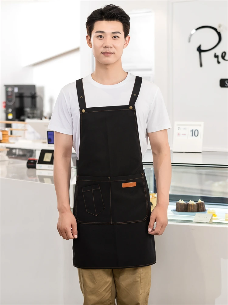 Custom Apron With Own Design Kitchen Cooking Aprons Cleaning Accessories Man\'s Grilling Women Waterproof Waiter Adult Bibs Black