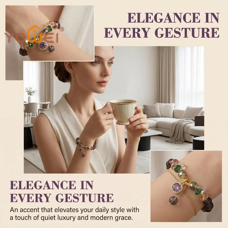 Latest 1Pcs Niche Design Healing Bracelet Imitation Purple Crystal Bead Bracelet Beautiful Symbolic Gift For Family Friends