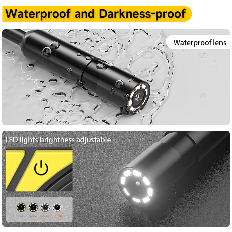 كاميرا فحص Borescope HD محمولة باليد مقاس 2.8 بوصة مع عدسة واحدة 3.9 مم مسبار مقاوم للماء 5.5 مم 8 مم عدسة مزدوجة/ثلاثية للأنابيب #5