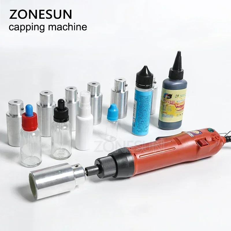 ZONESUN Optional Mix Up Capping Machine Automatic Capper Screwing  Security Ring Bottle CAPPING TOOL