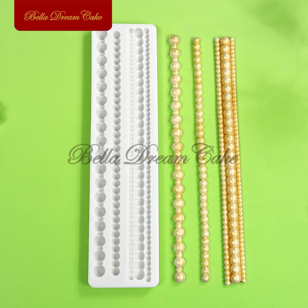 3D Bead Chain Design Silicone Mold Pearl Necklace Fondant Chocolate Mould DIY Clay Model Cake Decorating Tools Kitchen Bakeware