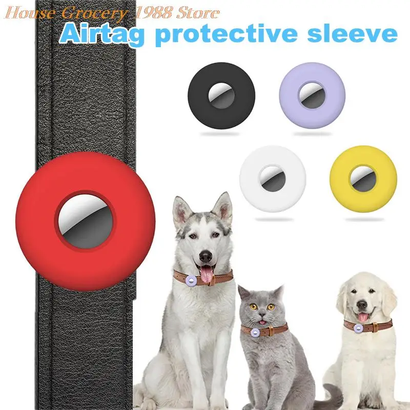 Airtag Dog Collar Holder Silicone Protective Cover Case Suitable 0.8-1.2 Inch Cat Pet Collar Chain Anti-lost Device Accessories