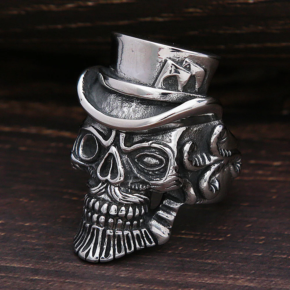 

Punk Hip Hop Skull Magician Ring For Men Fashion 316L Stainless Steel Biker Skull Ring Personality Jewelry Gift Wholesale