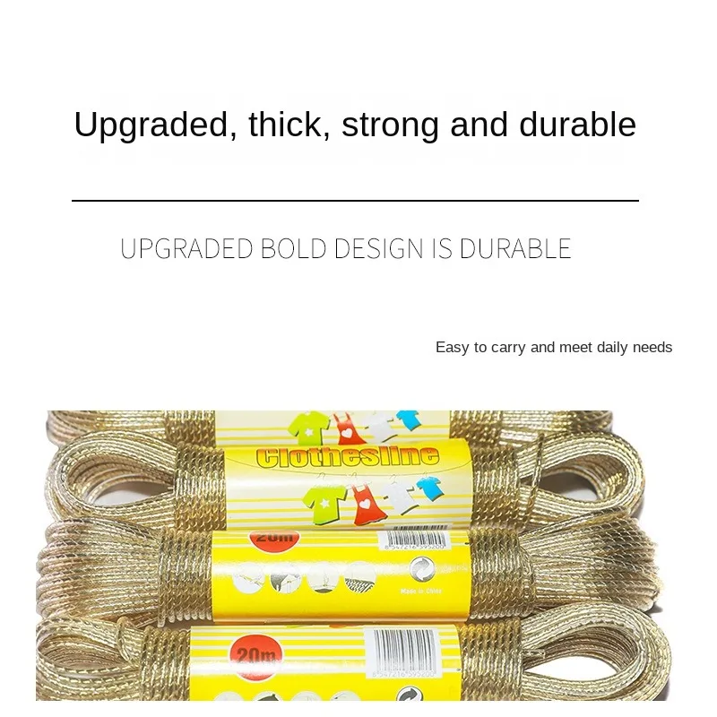 Outdoor rope, rainproof, camping drying rope, windproof and non-slip balcony clothesline, plastic steel wire drying quilt rope