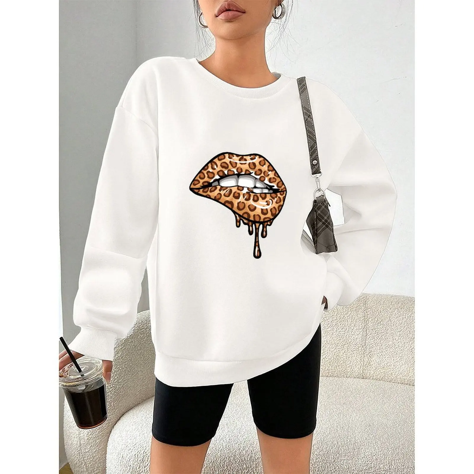 سترة عصرية لقضاء عطلة الخريف والشتاء ملابس سوداء برقبة مستديرة علامة تجارية جديدة ملابس النادي ملابس منزلية #4