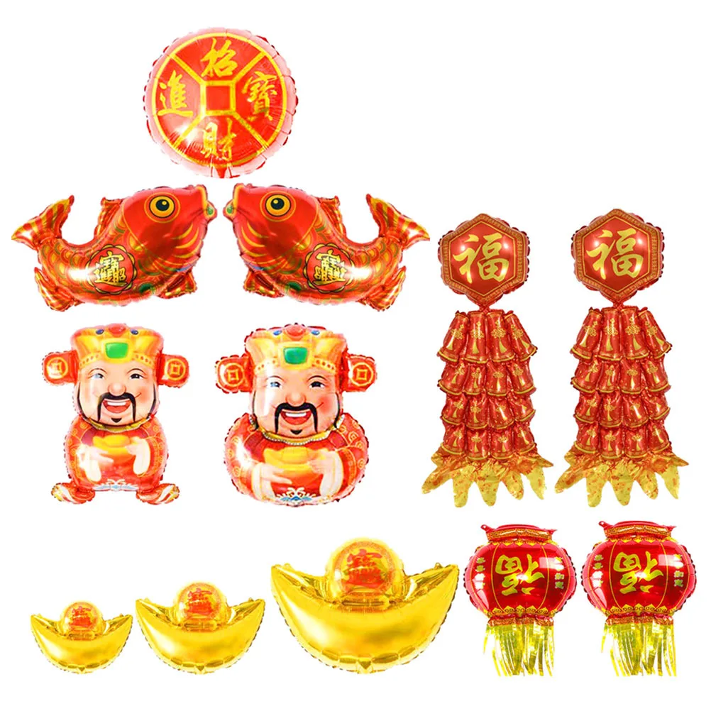 12 قطعة بالونات إله الحظ الألومنيوم فيلم بالونات الحفلات مجموعة لتزيين مهرجان الربيع 2021 تخطيط مشهد الاحتفال بالعام الجديد