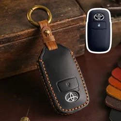Car Key Cover for Toyota Perodua Yaris Ativ Raize Veloz Avanza Rush Daihatsu Genuine Leather Shell Keyring Case