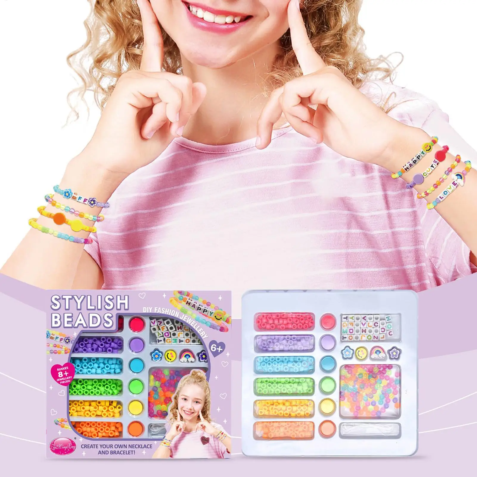 Bracelet Making Kit Girls Bead Bracelet Charm Craft Set Beading Toys Fun Craft Supplies For Kids Teens Adults Beginners School