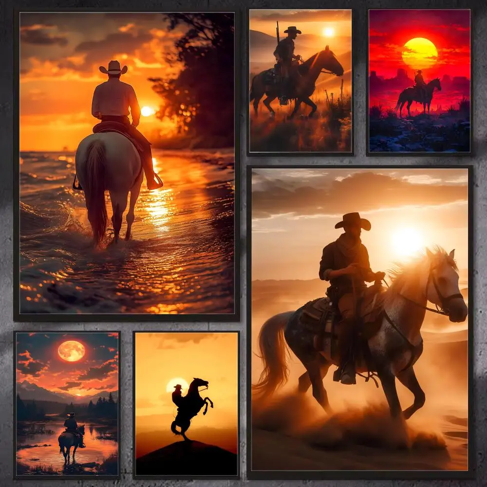 Cowboy Spirit Poster Wall Art Print Western Canvas Aesthetic Room Decor Rustic Modern Home Office Decor Removable Print