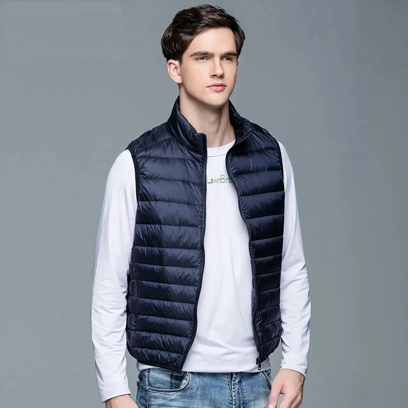 Ultralight Down Vest Men Sleeveless Ultra Light Down Vests Slim Jacket Men Lightweight Windproof Warm Waistcoat Portable