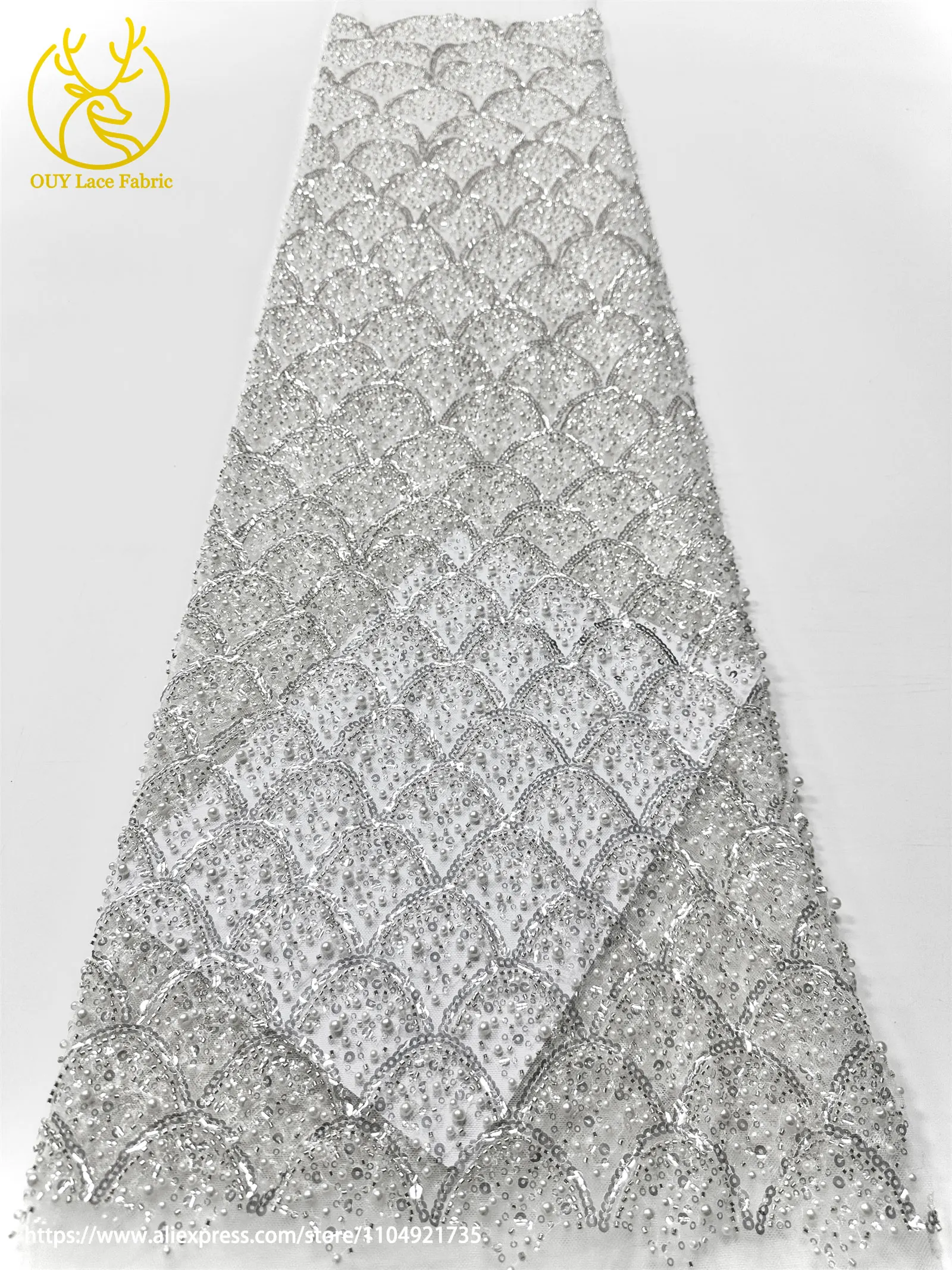 Burgunderroter afrikanischer Perlenstickerei-Mesh-Spitzenstoff, eleganter nigerianischer französischer Pailletten-Tüll-Spitzenstoff für Frauen, Partykleider – Detail 14