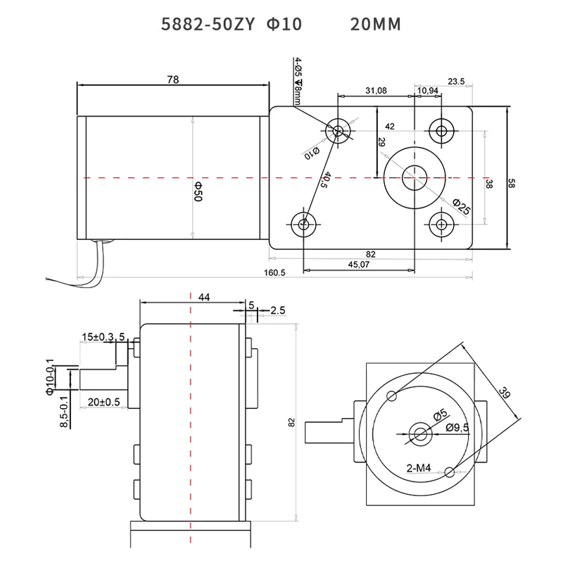 5882-50ZY دودة والعتاد تيار مستمر تخفيض موتور تروس المحرك عزم دوران عالي سرعة منخفضة تنظيم المحرك تيار مستمر 12 فولت رمح قطر 10 مللي متر