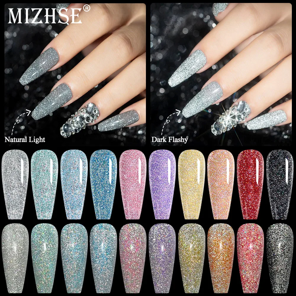 MIZHSE-Gel Reflexivo Top Coat, Esmalte, Glitter, Semi Permanente, Verniz, Hybird, Nail Art, Manicure, 7ml