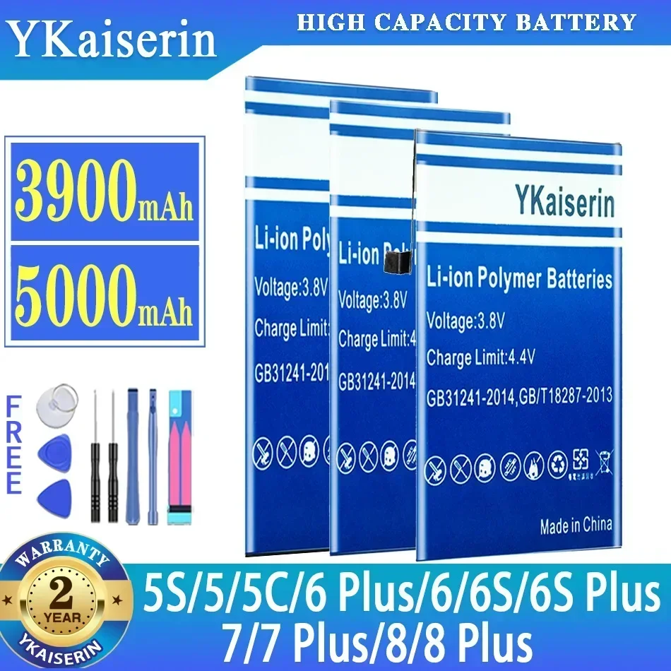 

Аккумулятор большой емкости YKaiserin для IPhone 6 6S 7 8 Plus 5S 5 5C 6Plus 6SPlus 7Plus 8Plus Batterij Bateria + бесплатная гарантия на инструменты