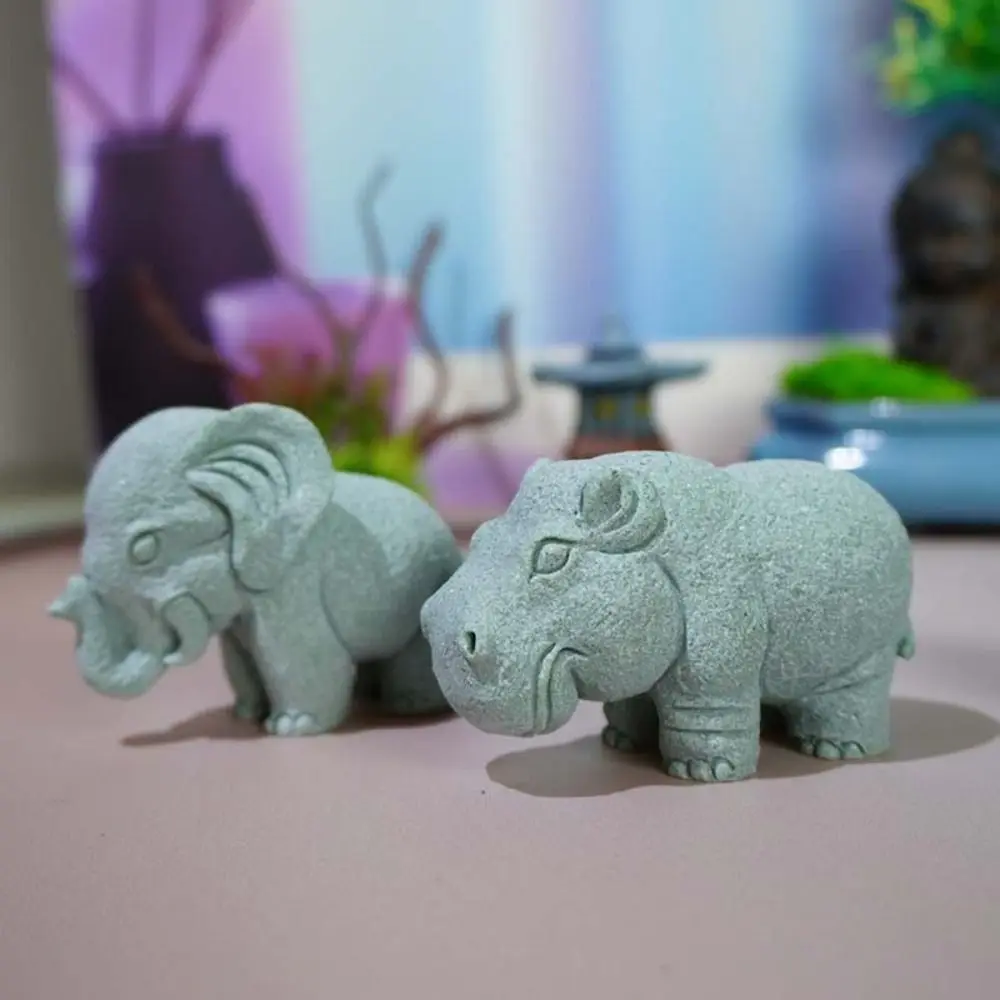 Unique Simulation Horse Figurines Rhinoceros Hippopotamus Realistic Artificial Elephant Ornament Resin Craft Handmade