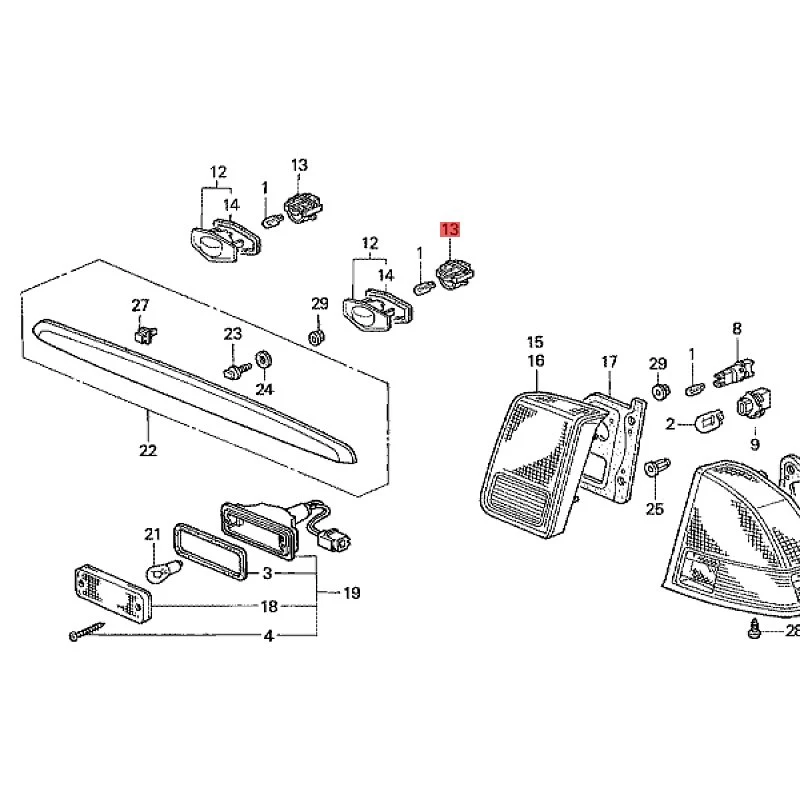 Suitable for the 2020 Ho nd aF en gf an Cl as si c Rear license plate lamp socket shell Rear license plate lamp housing