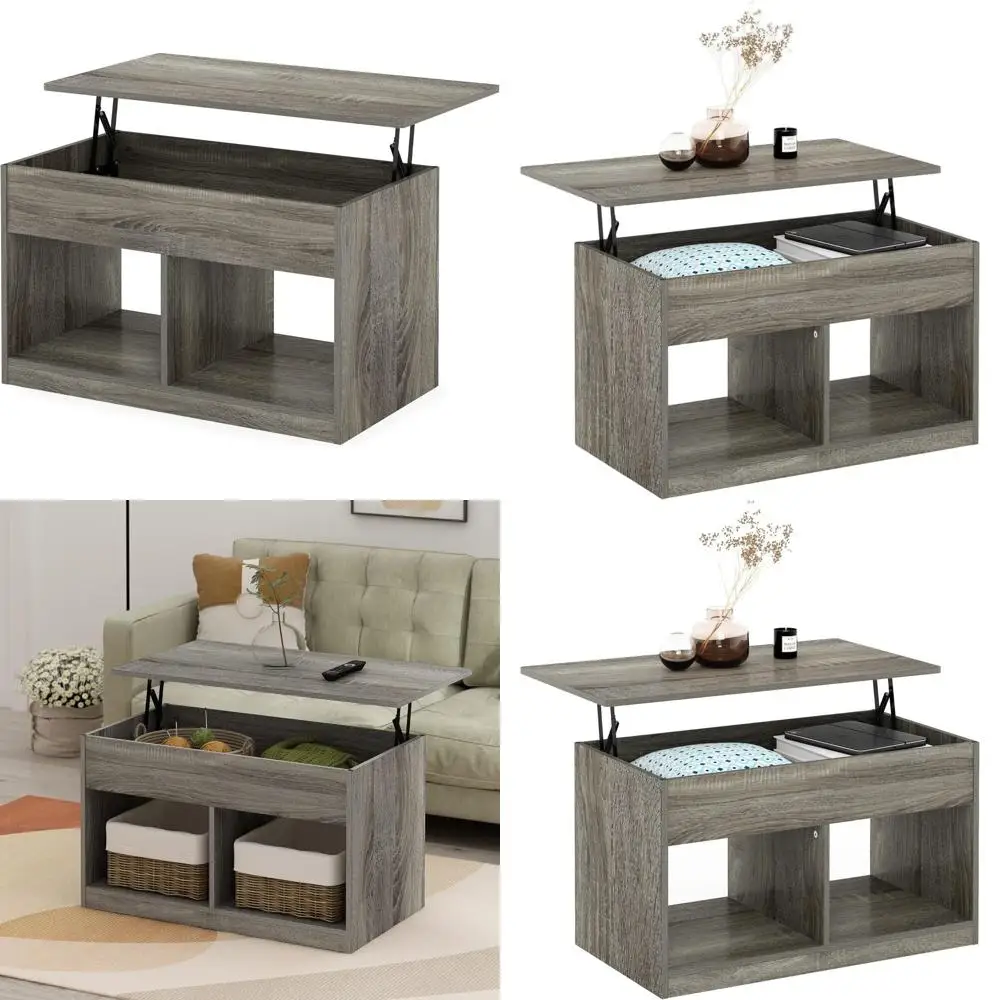 

French Oak Grey Coffee Table with Hidden Storage, Living Room Furniture