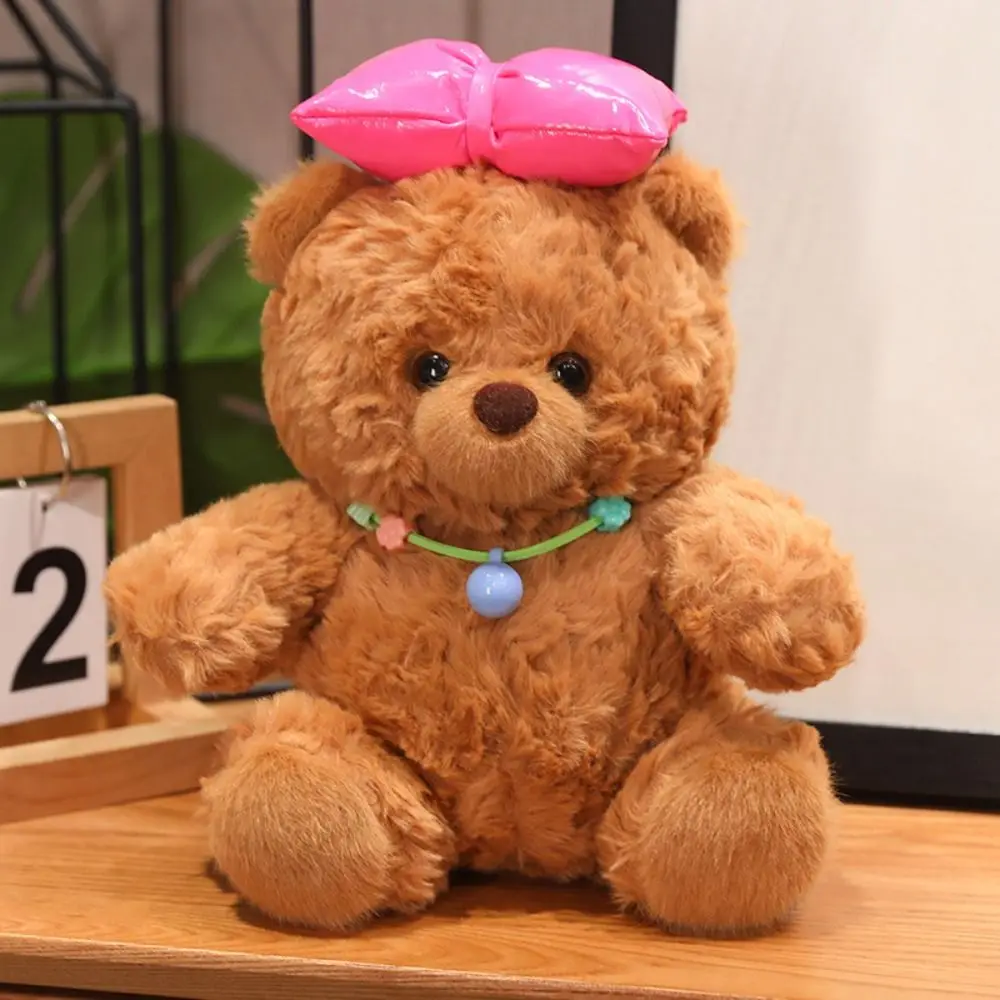 

Sleep Pillow Dress Up Bear Plush Toy Pearl Necklace Bow Plush Bear Doll Camera Cartoon Stuffed Animal Pillow Children's Gift