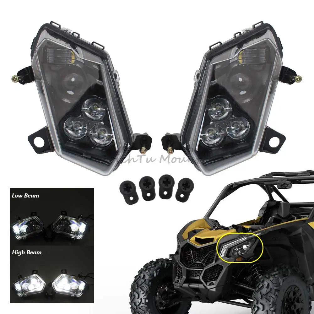 For Can-Am Maverick X3 Max R RR XDS XRS Turbo 4x4 2017-2023 UTV Accessories LED Headlight Assembly Head Lamp Light High/Low Beam