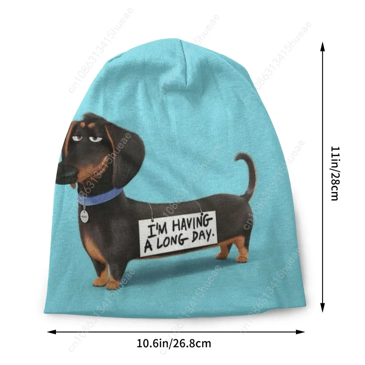 Kawaii Dachshund Unisex Slouchy Beanie Hats Men Women Wiener Badger Sausage Dog Fashion Knit Skullies Beanies Cap for Winter Ski