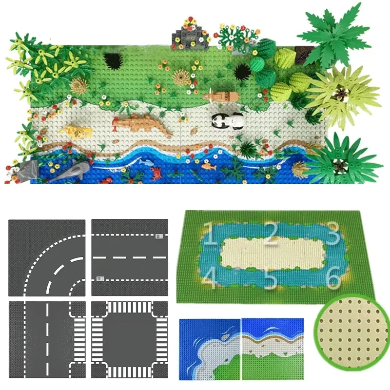Blocs de Construction classiques 32x32 32 points, plaque de Base, blocs de Construction de prairie d'île, plaque de Base, figurines vue sur la ville, jouets de Construction