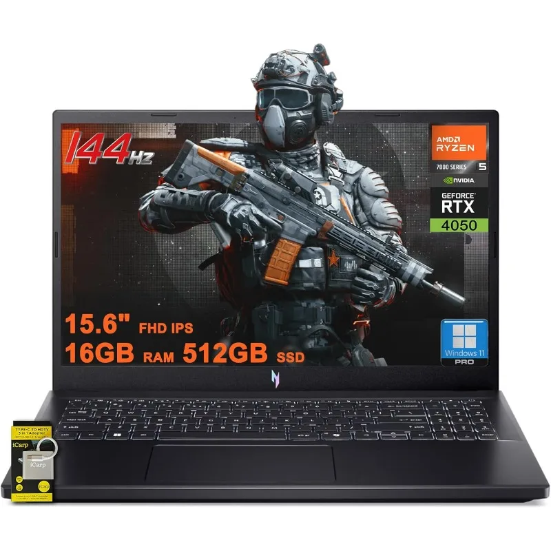 

V 15 Gaming Laptop 15.6" FHD IPS 144Hz AMD 6-core Ryzen 5 7535HS 16GB RAM 512GB SSD GeForce RTX 4050 Backlit USB-C Wi