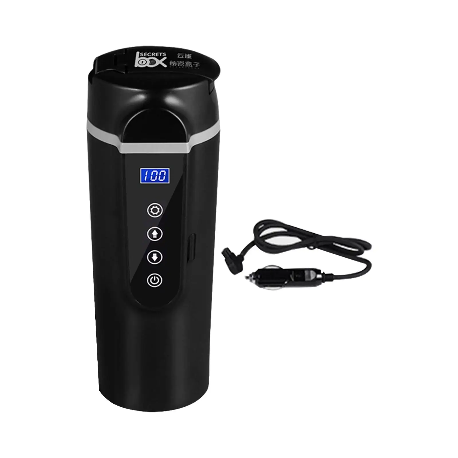 24V/12V Car Traveling Kettle Hot Water Boiler LED Display Travel Coffee Mugs Warmer for Trip Vehicles Camping Auto Car Airplane