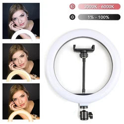 10inch LED Selfie Ring Light with Phone Clip Photography Lighting Round Ring Light Ringlight for Youtube Tiktok Live Video Lamps