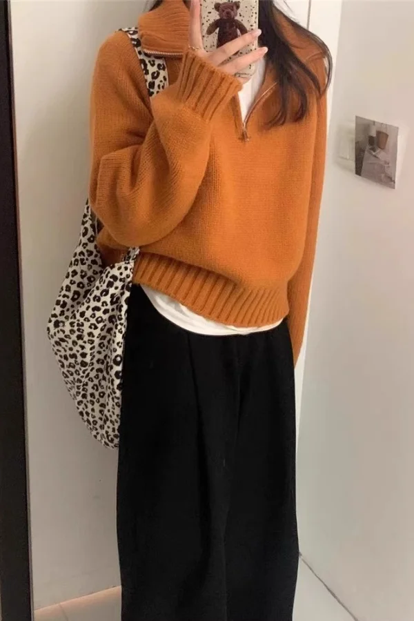 

Sweaters Jumpers Pullovers Woman Turtleneck Fleece Spliced Looking Baggy Concert Daily Festival Rock Alternative Punk Subculture