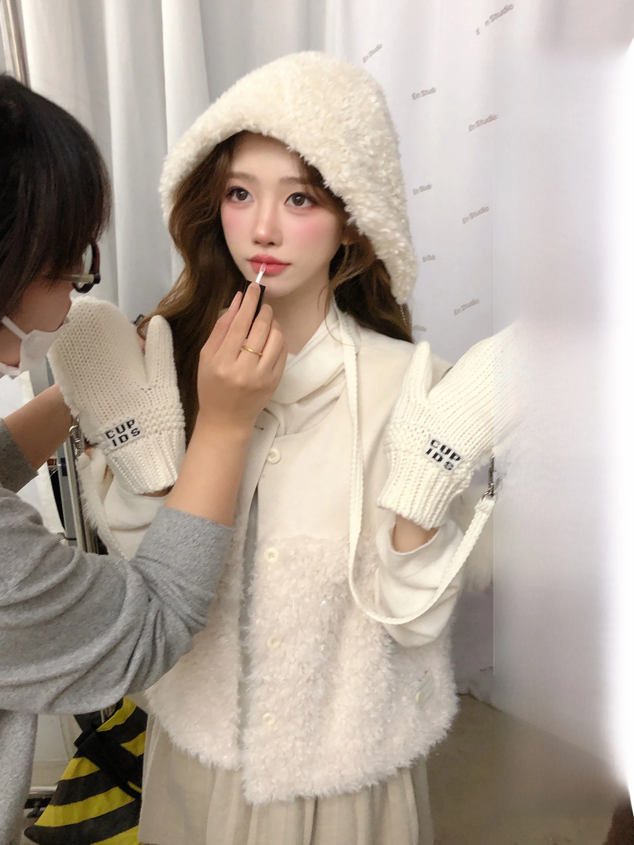 

Вязаный жилет CSK Cupid из замши и меха для девочек, теплая верхняя одежда с круглым вырезом, на одной пуговице, свободный крой, цветной