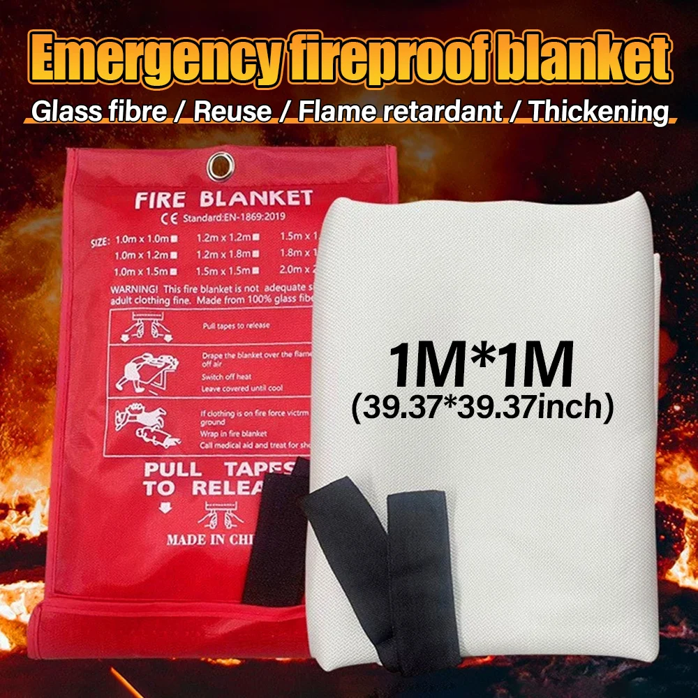 Portable Emergency Fire Blanket Retardant Fire Suppression Blanket Survival Shelter Safety Cover Fire Extinguisher Fireproof Mat