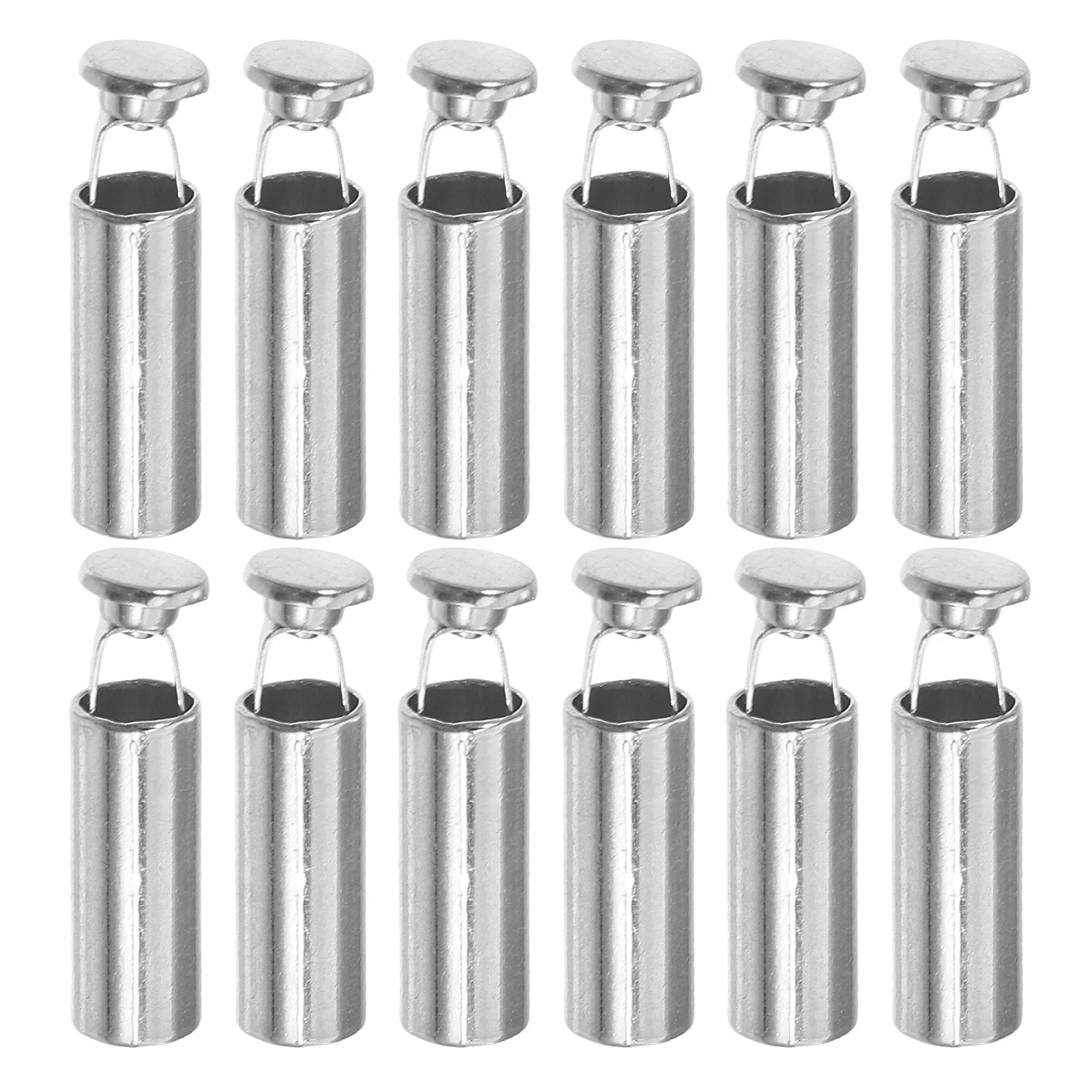 

12pcs Metal Cord Locks Durable Alloy Caps Ends Bolo Aglet Repair Kit Hoodies Pants DIY Tips Protector Adjustable Length